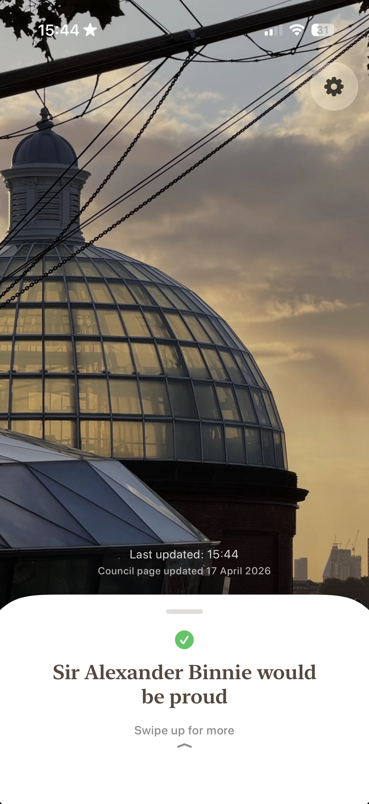 Greenwich Foot Tunnel Lifts iOS app — both lifts operational